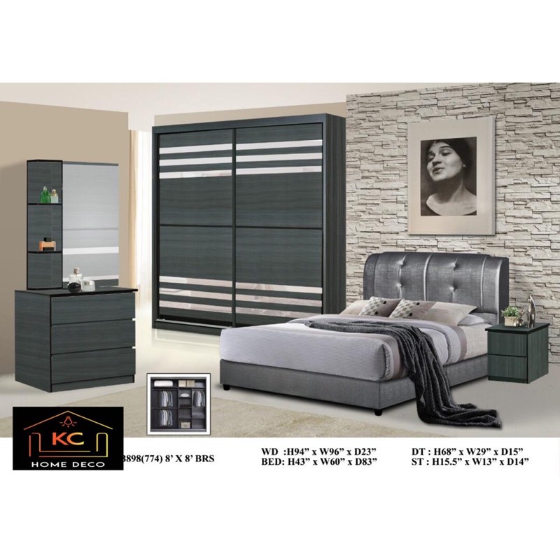 KC208~ 8ft x 8ft Bedroom Set - Full set with Divan bed W/O Mattress ...