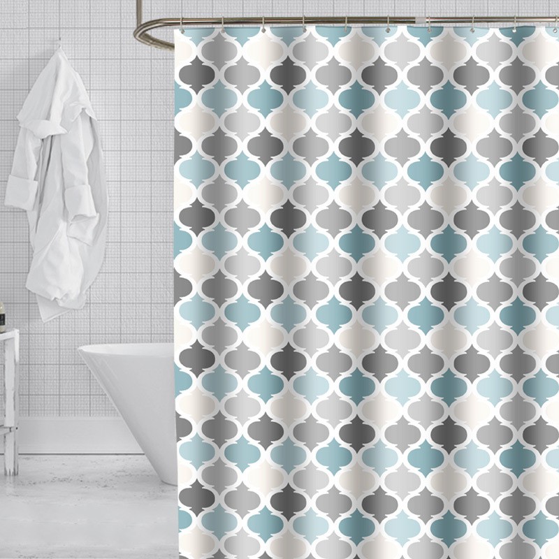 PEVA Shower Square Curtain Bathroom Shower Anti Water Random Pattern with Hooks