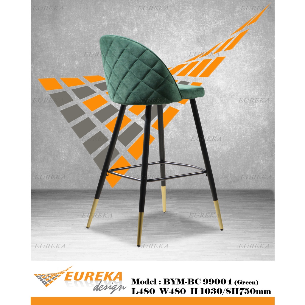 EUREKA Bar Chair Stool High Velvet Modern Leisure / Kerusi Tinggi