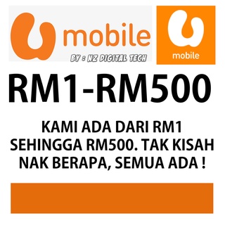 [Masuk Terus] RM1-RM500 Umobile U Mobile - Nilai Rendah Murah Cheap ( Topup Top up Reload - Instant ) - Prepaid