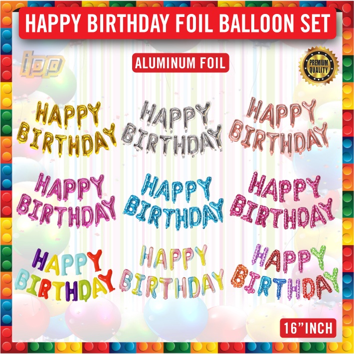 HAPPY BIRTHDAY Foil Balloon Set 13 Alphabets / Various Colors 13 Huruf ...