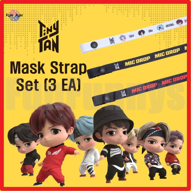 [BTS] Korean K-POP BTS TinyTAN Fashion Mask Strap Genuine Product 1 set (3 EA)