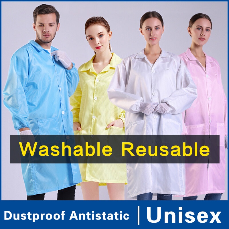 ESD Smock Lab Coat Washable AntiStatic Coveralls Clean room Suit PPE