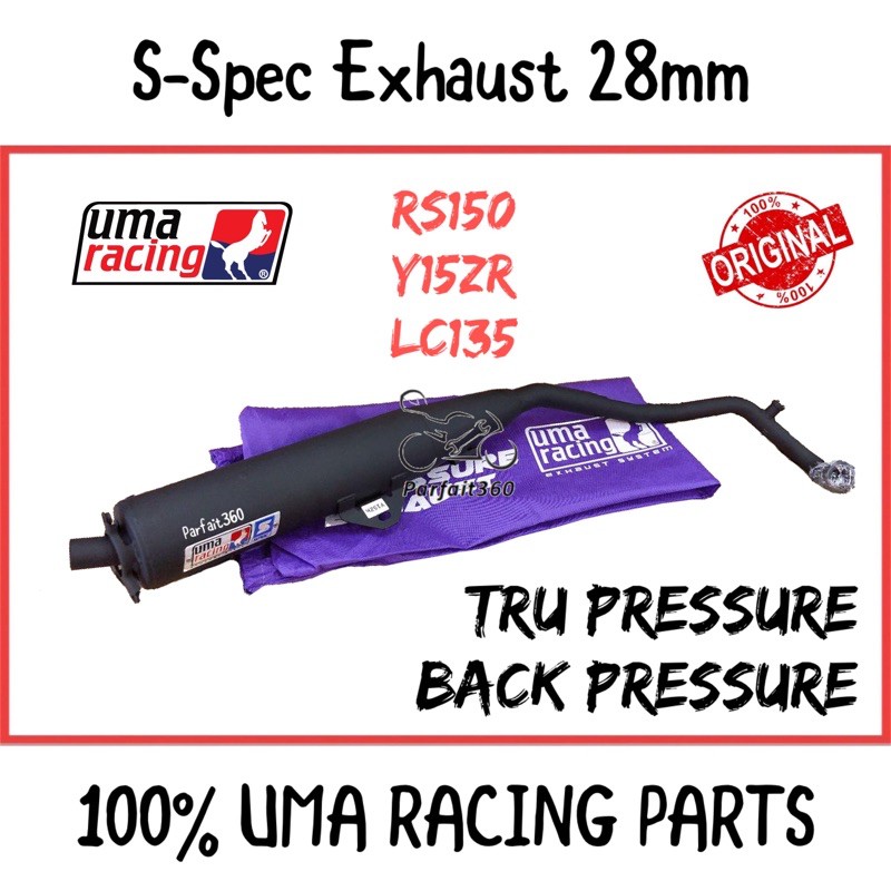Lc135 Y15zr Rs150 28mm Tru Back Pressure Exhaust Ekzos Muffler Pipe S Spec 100 Uma Racing