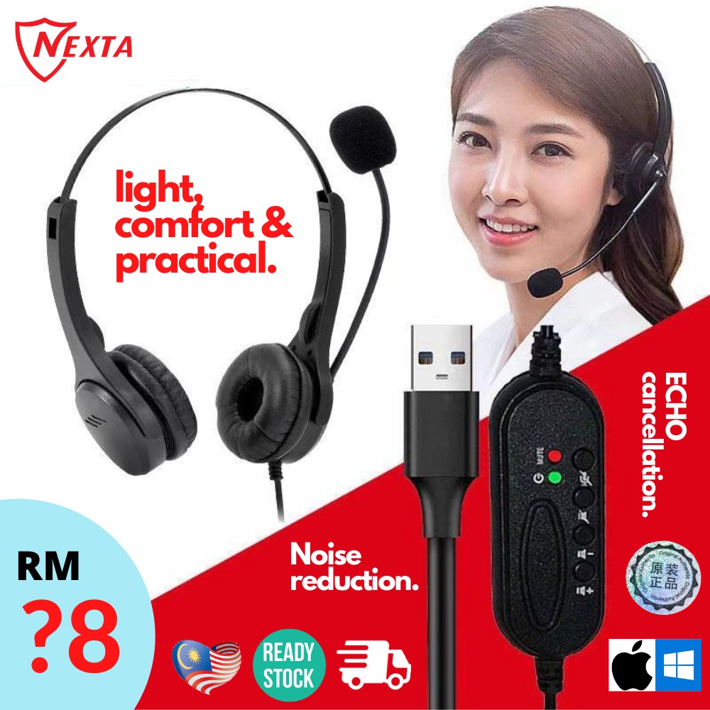 NEXTA USB Conference Headset with plug and play Microphones Noise
