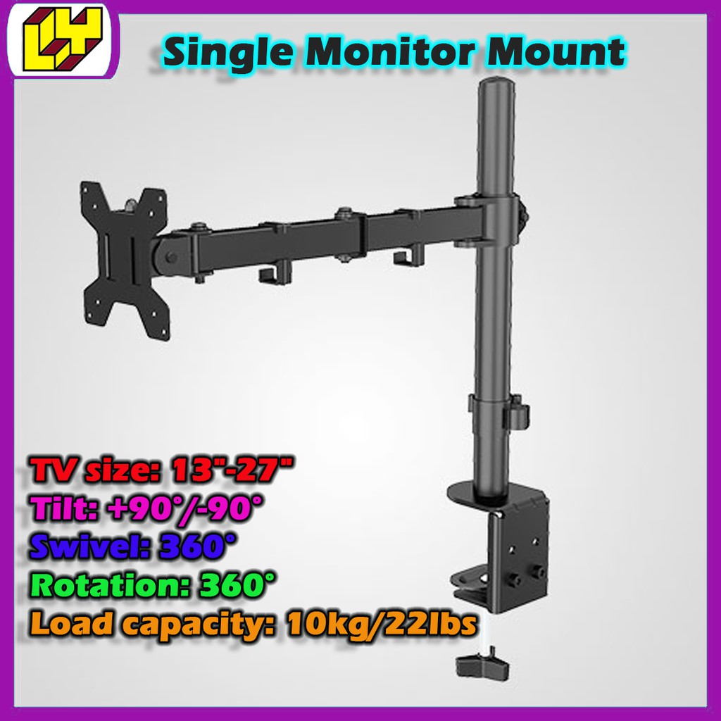 Single Monitor Mount with C-Clamp Single Adjustable Stand Monitor Arm