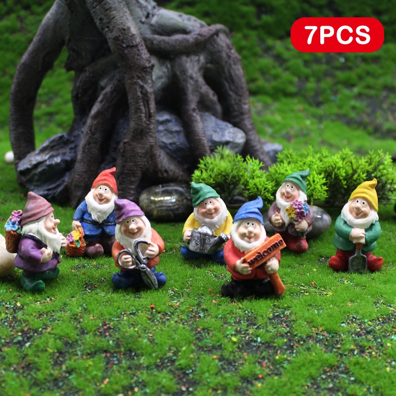 7pcs Micro Landscape Decoration Mini Garden Gnome Indoor Outdoor Ornament Lawn Decorations