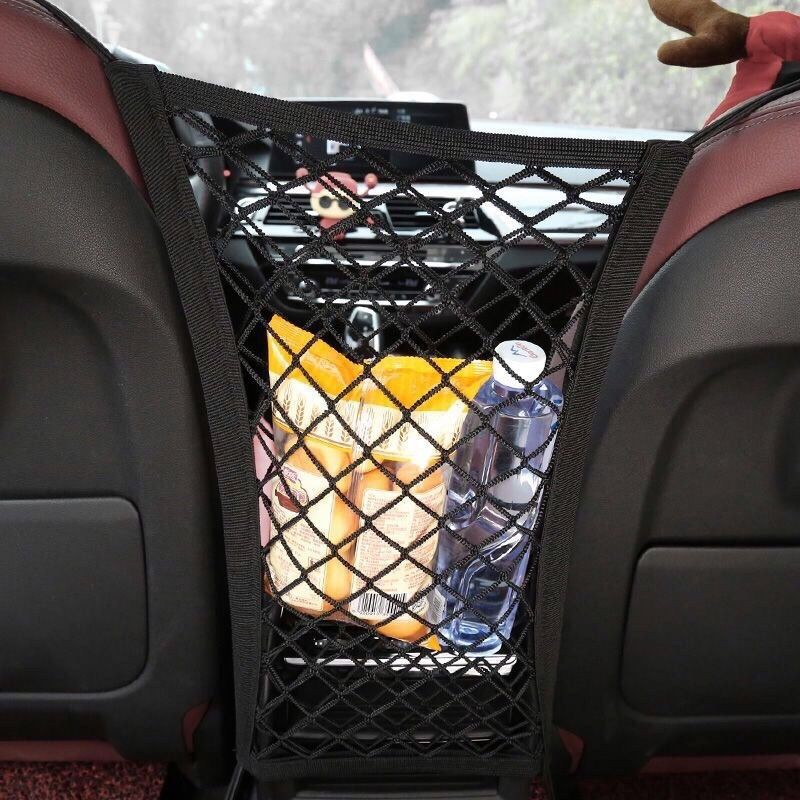 【Johor Stock】Strong Elastic Car Mesh Net Bag motorcycle net  Between Car Organizer Seat Back Storage Bag