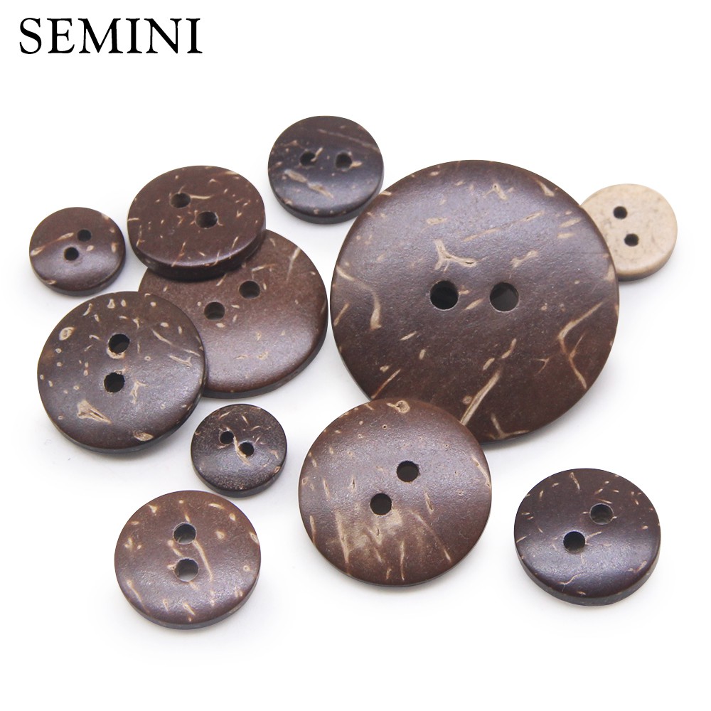 New 30pcs/lot Eco-Friendly Natural color coconut Sewing Buttons 2 Hole Button garment Scrapbooking Sewing Accessories DIY