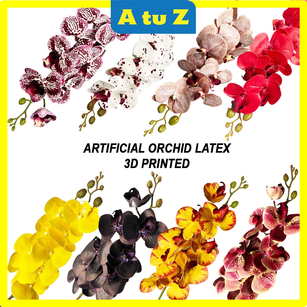 AtuZ 9head Orchid Latex Premium Bunga Orkid Flower Artificial 3D BUNGA HIASAN ATUZ PENANG
