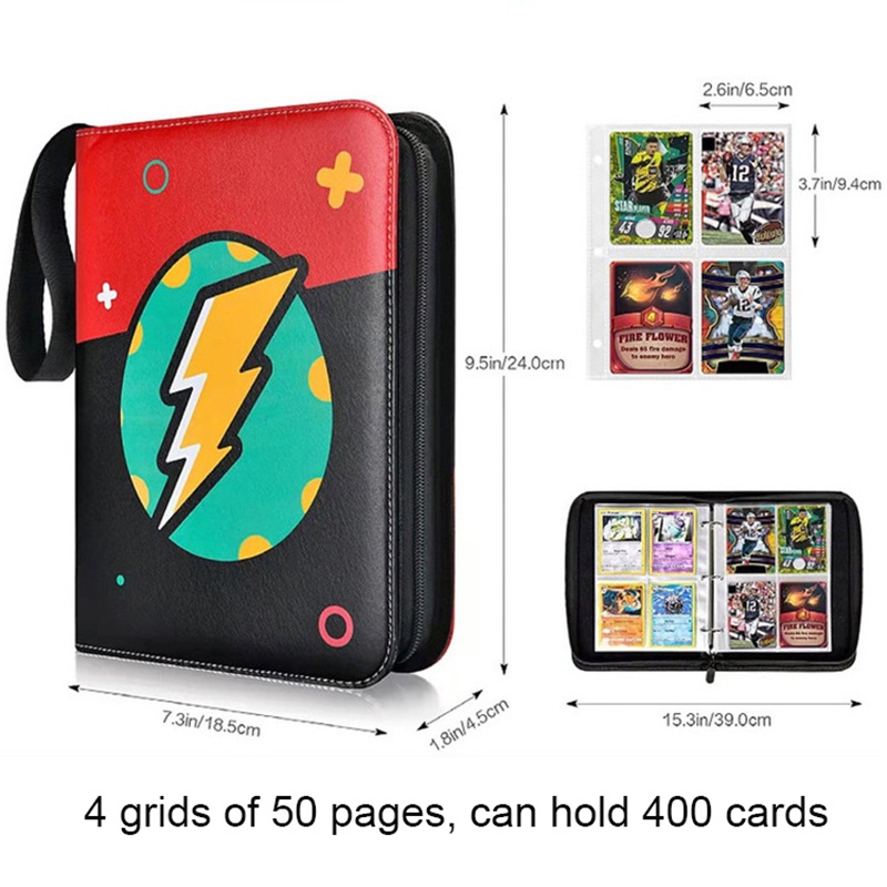 Pokemon Cards Holder Album Box Can Hold 400 Pokemon Anime Game Binder Card Holder Zipper Album