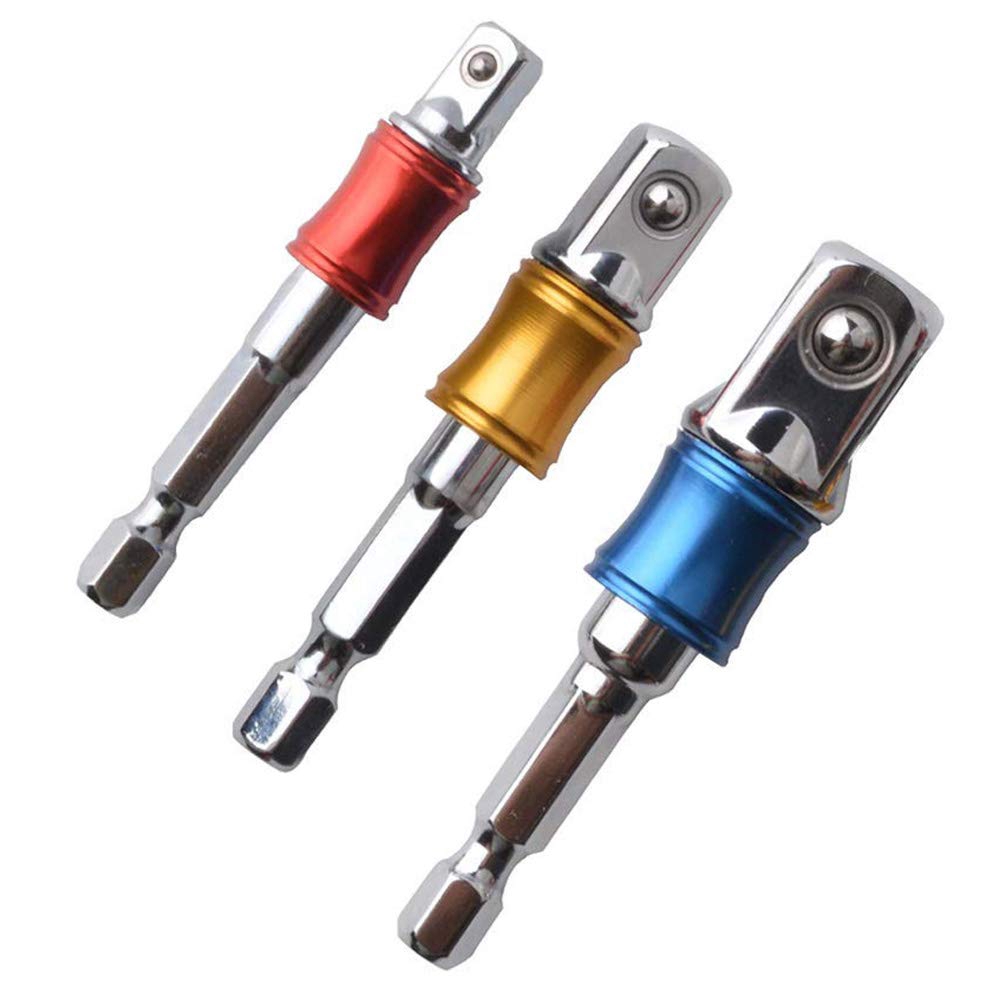 3pcs 1 4 3 8 1 2 Bits New Cr V Hex Shank Colorful Extension Converter Nut Driver Cordless Impact Drill Bits Power Hand Tools Sockets Adapter Sets For Universal Socket Wrench Ratchet Extension Toitan Power Hand