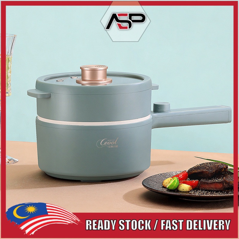 ASPBEST Electric Cooker 1.5L Multifunctional Pot WITH STEAMER Non-Stick Pan Frying Integrated Pot Small Electric Hot Pot