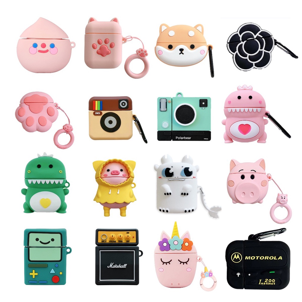 Airpods Silicone Case 3D Cartoon Funny Cute Cover Compatible For Apple