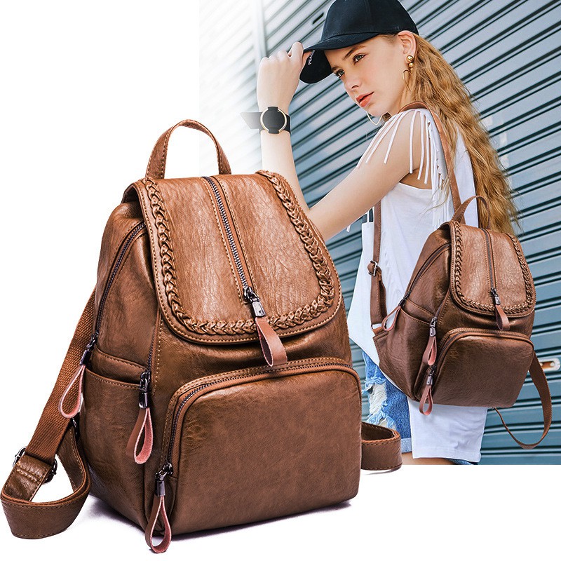 Anti Theft Women Backpack Soft Leather Travel Bagpack Girl's School Bag