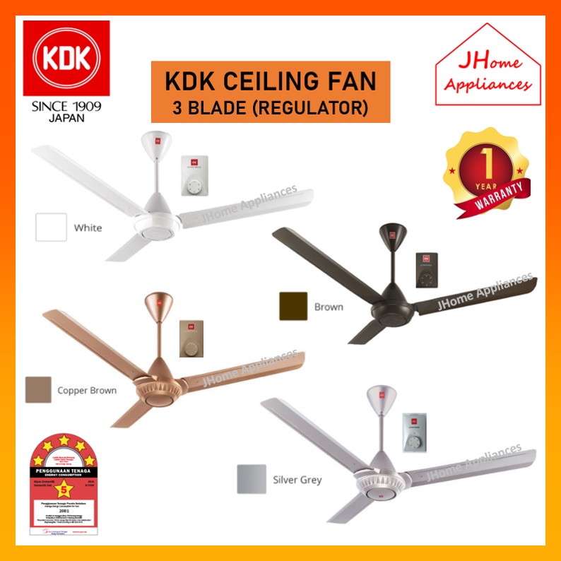 KDK CEILING FAN REGULATOR K15V0 60" / K15V0-PBR 60" / K15W0 60" / K15W0-SL 60" / K12V0 48" / K12V0-PBR 48" / K12W0 48