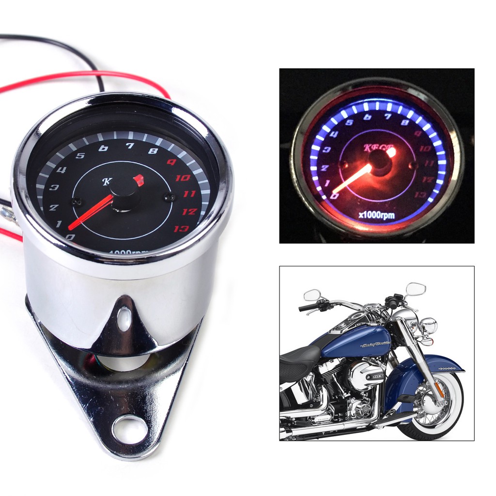 DC 12V  Motorcycle LED Display Tachometer Electronic Tach Meter Gauge 16000rpm