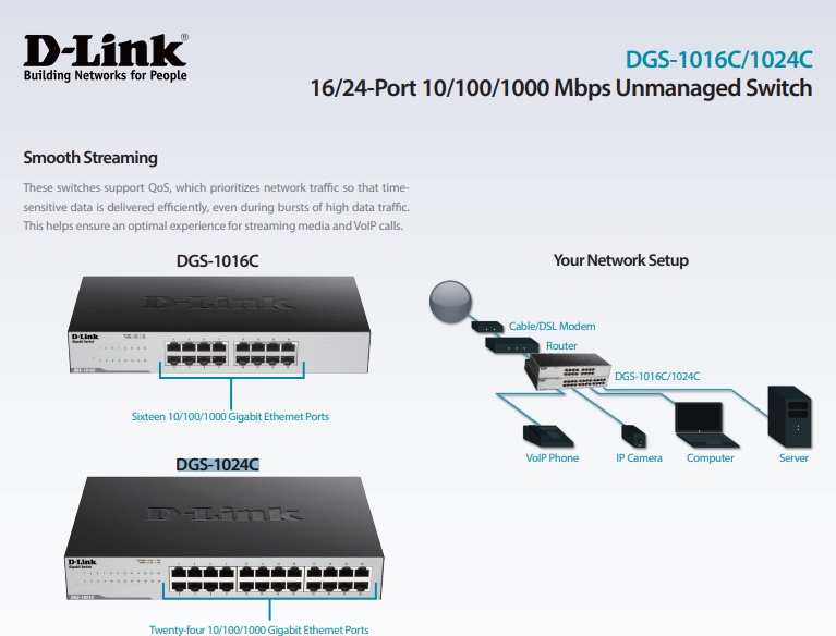 DGS-1024C 24-Port Gigabit Unmanaged Switch