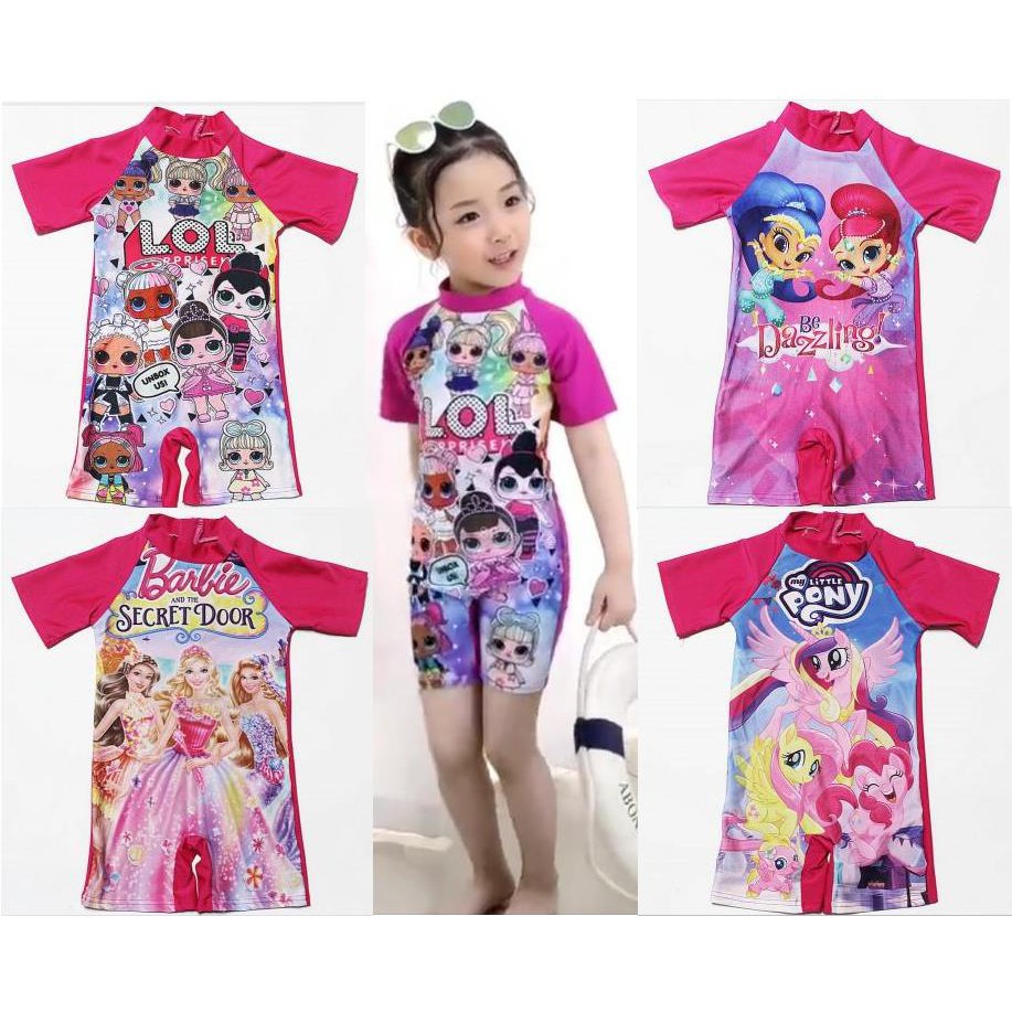 Kids Girls Swimming Suit Swimwear Baju  Renang  Kanak  Little 