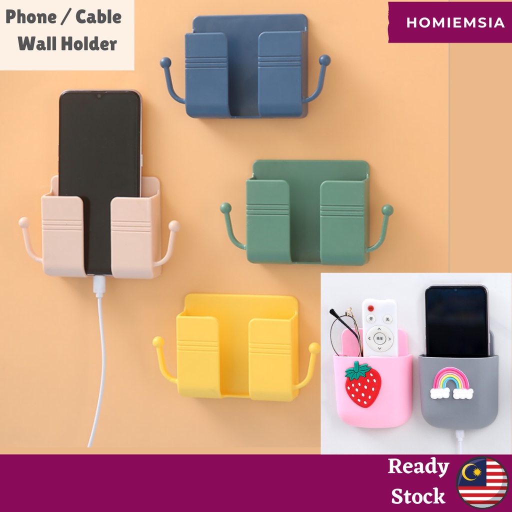 Ready Stock Wall Mounted Mobile Phone Holder Tablet Stand Cable