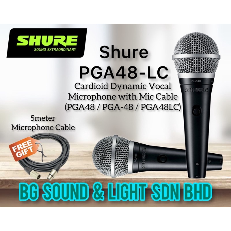 Shure PGA48LC Cardioid Dynamic Vocal Microphone with Mic Cable (PGA48