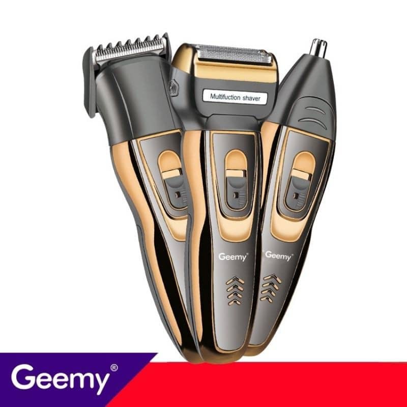 🛒Geemy 3in1 GM-595 Professional Rechargeable Shaver & Trimmer Set(Hair Clipper/Shaver/Nose Trimmer)Mesin