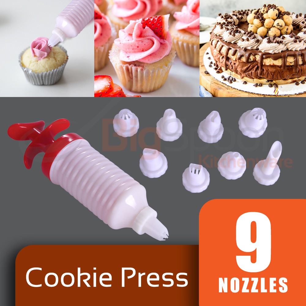 Dessert Cup Cake Cookie Decorating Kit Icing Piping Syringe Press With 9 Pcs Nozzles Tools Set