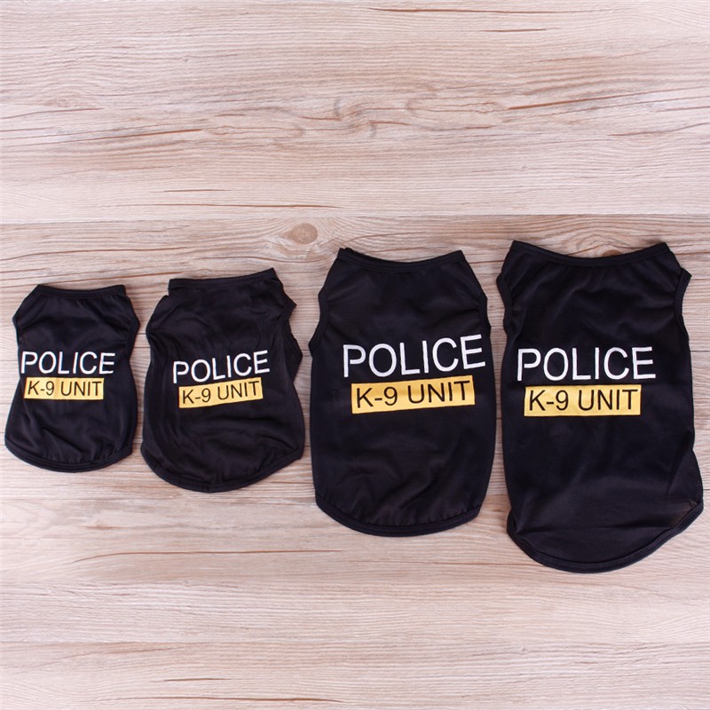 POLICE Patten Cat Puppy Vest T-Shirt Pet Clothes Summer Apparel Costumes