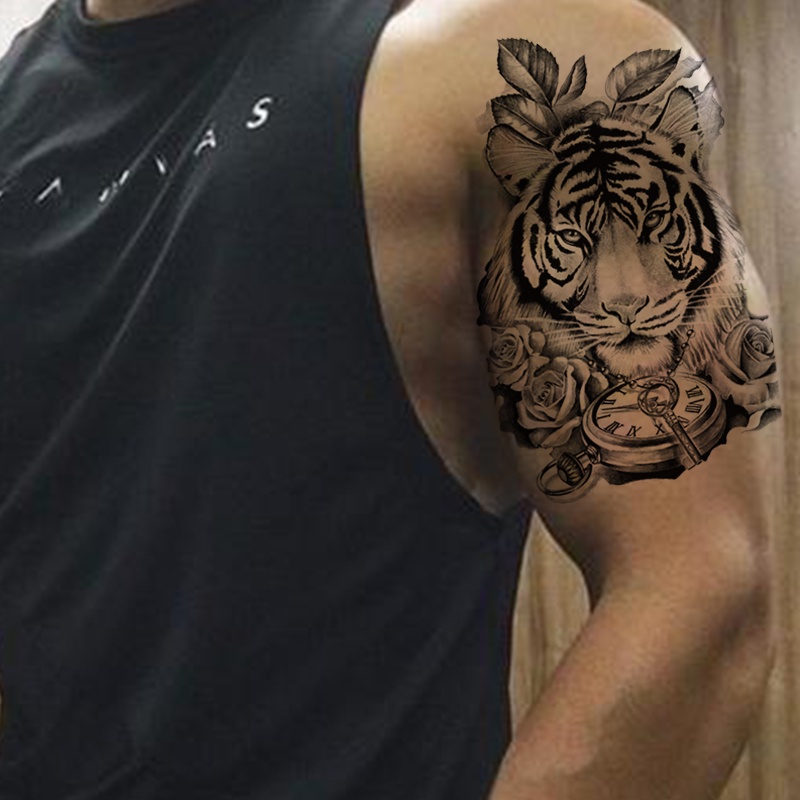 Lion Tiger Cool Temporary Tattoo Sticker Fashion Wolf Waterproof Animal  Body Art Arm Fake Removable Tatoo Men Women Personality | Shopee Malaysia