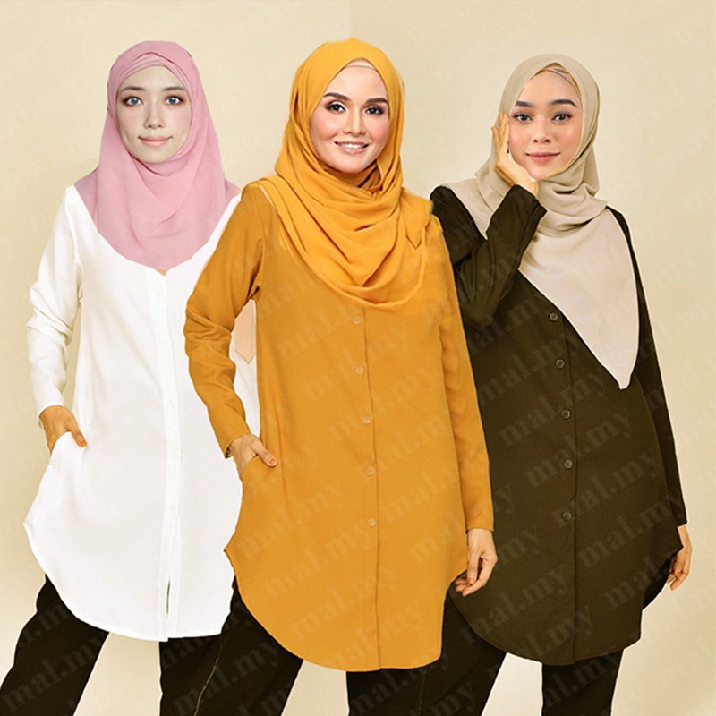 Baju Kemeja Wanita Muslimah Saiz Besar