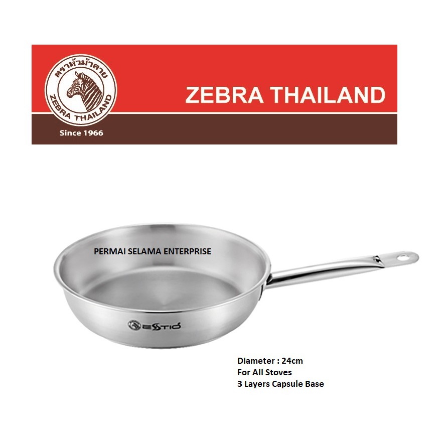 100 Original Thailand Zebra Stainless Steel 24cm Frying Pan Estio Pro