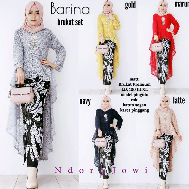 Barina Set Kebaya Brukat Teenage Clothes Graduation Kutubaru Clothes Batik Clothes Pinguin Batik Clothes Shopee Malaysia