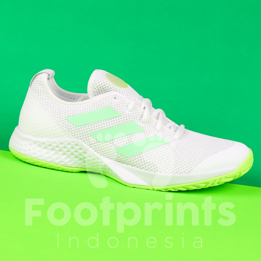 Adidas Court Flash M White Neon Green Tennis Shoes Ori Shopee Malaysia