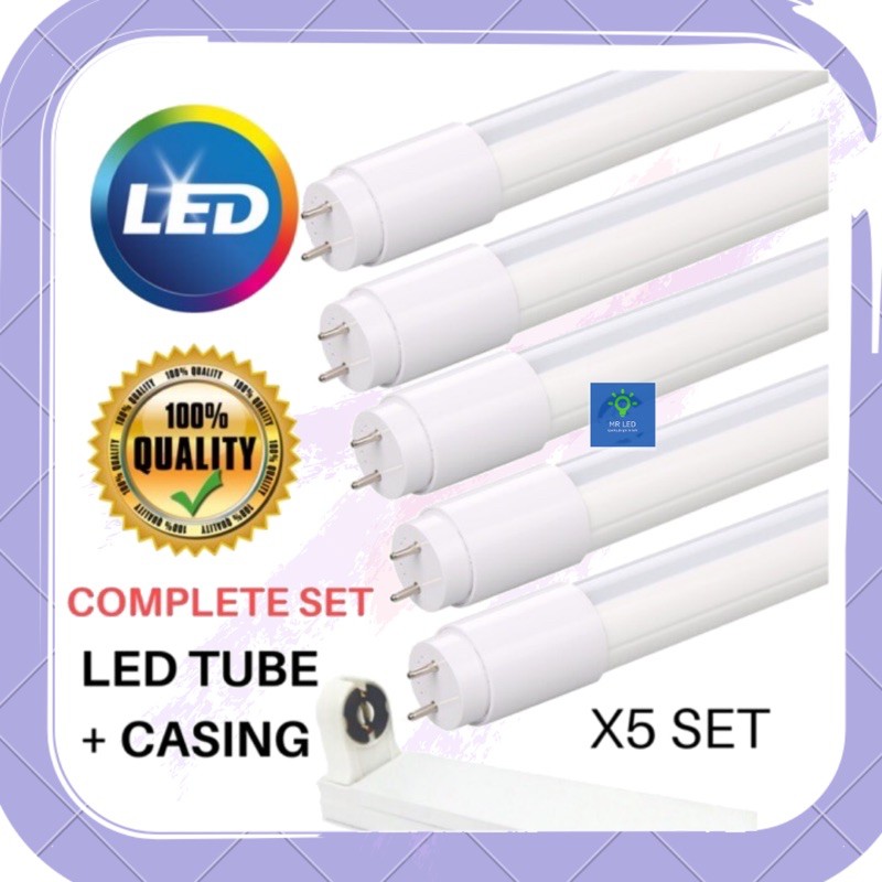 [5 SET/BOX] LED TUBE T8 22WATT/32WATT LAMPU LED PANJANG 4 KAKI/2KAKI ...