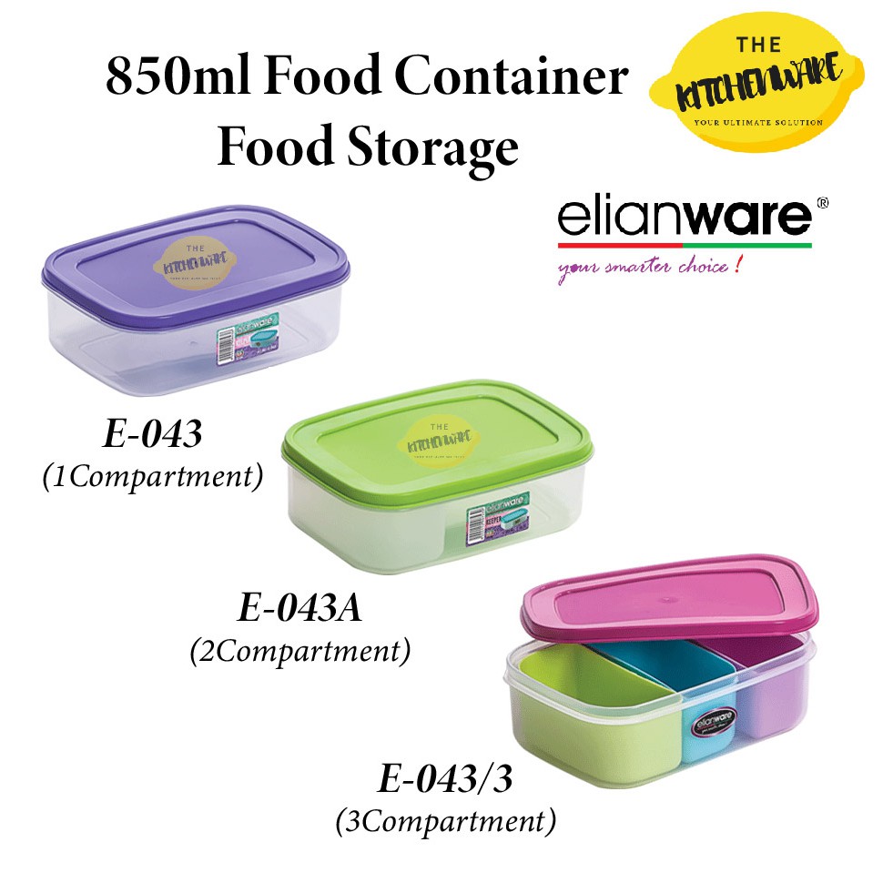 Elianware 850ml Rectangle Food Storage Tupperware Food Keeper Food Container Lunch Box Bekas