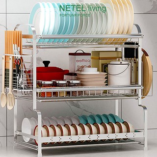  NETEL  Rack 304 Stainless Steel Rak  Pinggan Mangkuk Dapur  