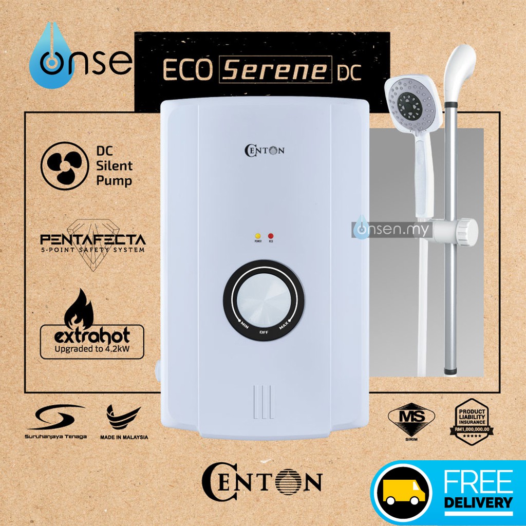CENTON Instant Shower Water Heater EcoSerene Series (with DC Silent Pump) Shopee Malaysia