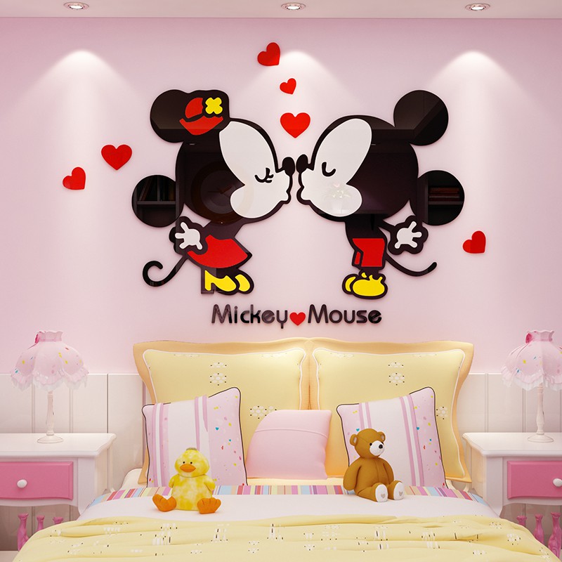 Romantic Mickey Mouse 3d Wall Sticker Living Room Sofa Wall Decoration Child Bed