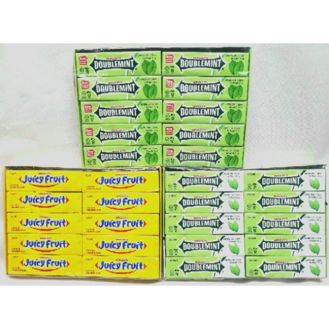 WRIGLEY'S Double Mint Chewing Gum / Juicy Fruit 20 PCS ( Pappermint ...