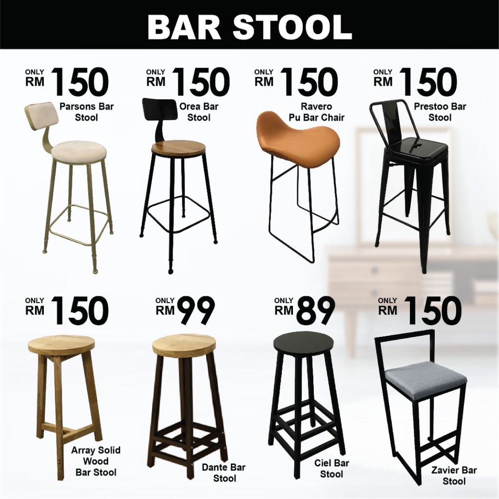 [READY STOCK] FINSSO: 120cm or 160cm x 40cm Bar Table & 2 High Bar Stool / Dining Table / Meja Makan/ Bar Stool