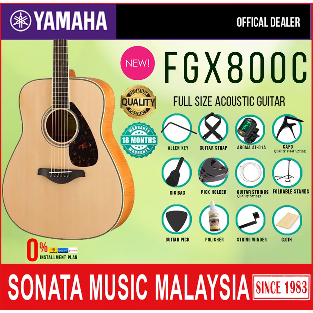 Yamaha Fgx800C Acoustic Guitar - Yamaha Fgx800c Dreadnought Cutaway Acoustic Electric Guitar Natural Fgx 800c Shopee Malaysia