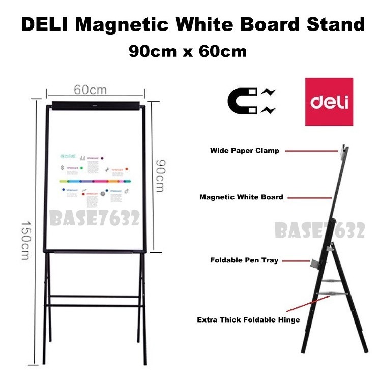 90*60cm 90x60cm DELI 7890 White Board Portable Whiteboard Flip