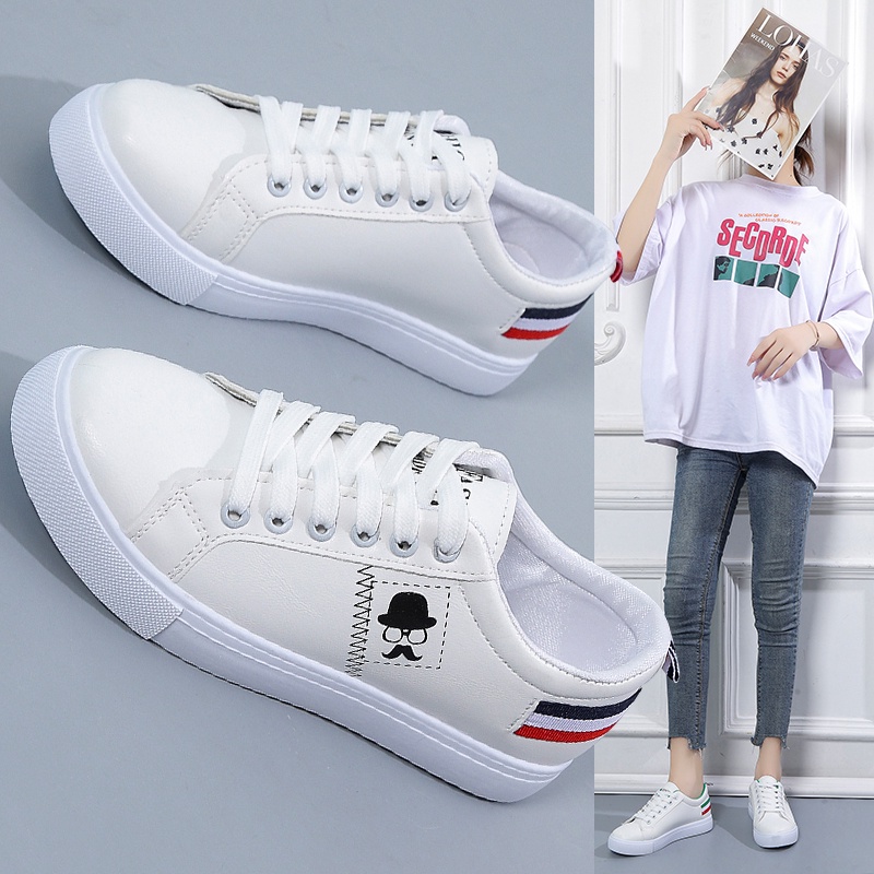 Cartoon Cute White Cat Unicorns Funny Womens Flat Sports Leisure Fashion Canvas Sneakers Casual 