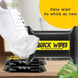 MOILY 12pcs White Shoes Cleaning Artifact Portable Quick Decontamination Wet Wipes