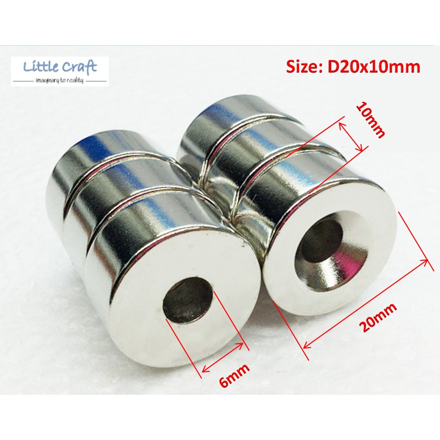 1pc Neodymium Ndfeb Super Magnet Round Shape D20x10mm With Hole 6mm Shopee Malaysia