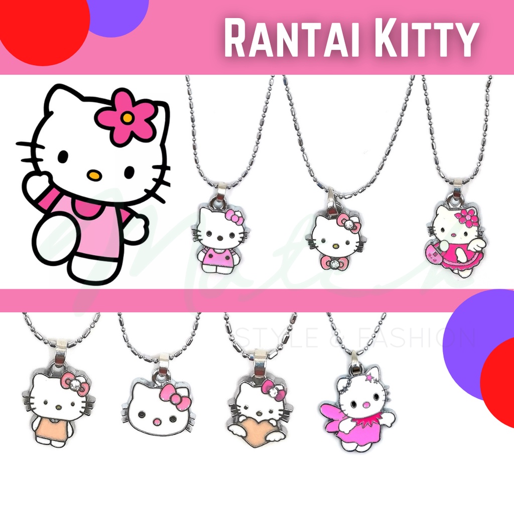 Kitty Cat Kids Baby Necklace Cartoon Princess Cute Rantai Budak Pink Silver Plated Kids Fashion Accessories Jewelry