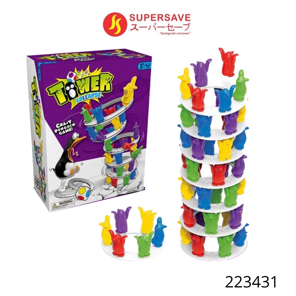 SUPERSAVE Tower Collapse Game Penguin Board Game Balancing Game / Mainanan Budak