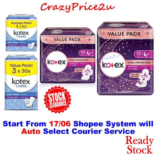 Kotex Panty Liners Longer & Wider (Unscented2x30's / Unscented3x30's