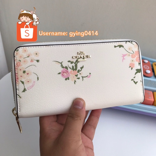 Coach Floral Bundle Print Accordion Zip Wallet F29384 White Women Purse |  Shopee Malaysia