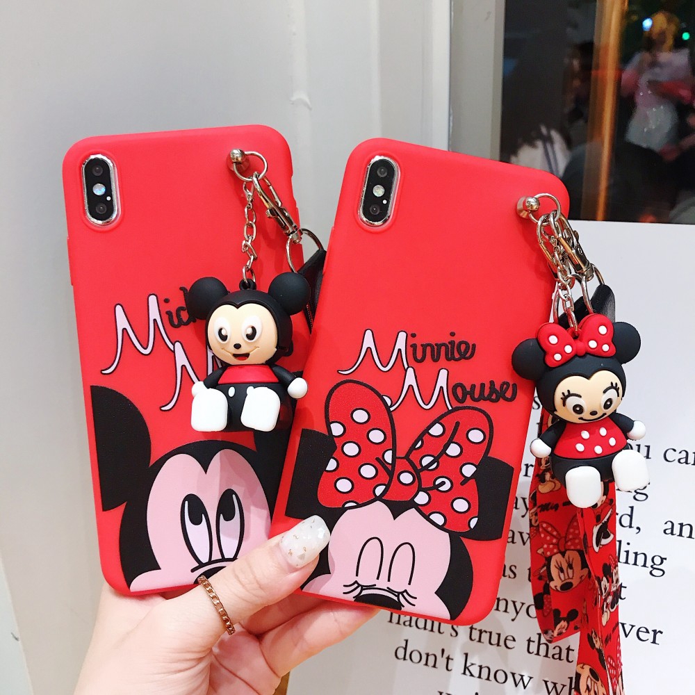 iPhone 11 Pro Max Xs Max XR 6 6s 7 8 Plus 3D Cute Cartoon Mickey Minnie  Mouse Case Cover with Hand Strap | Shopee Malaysia